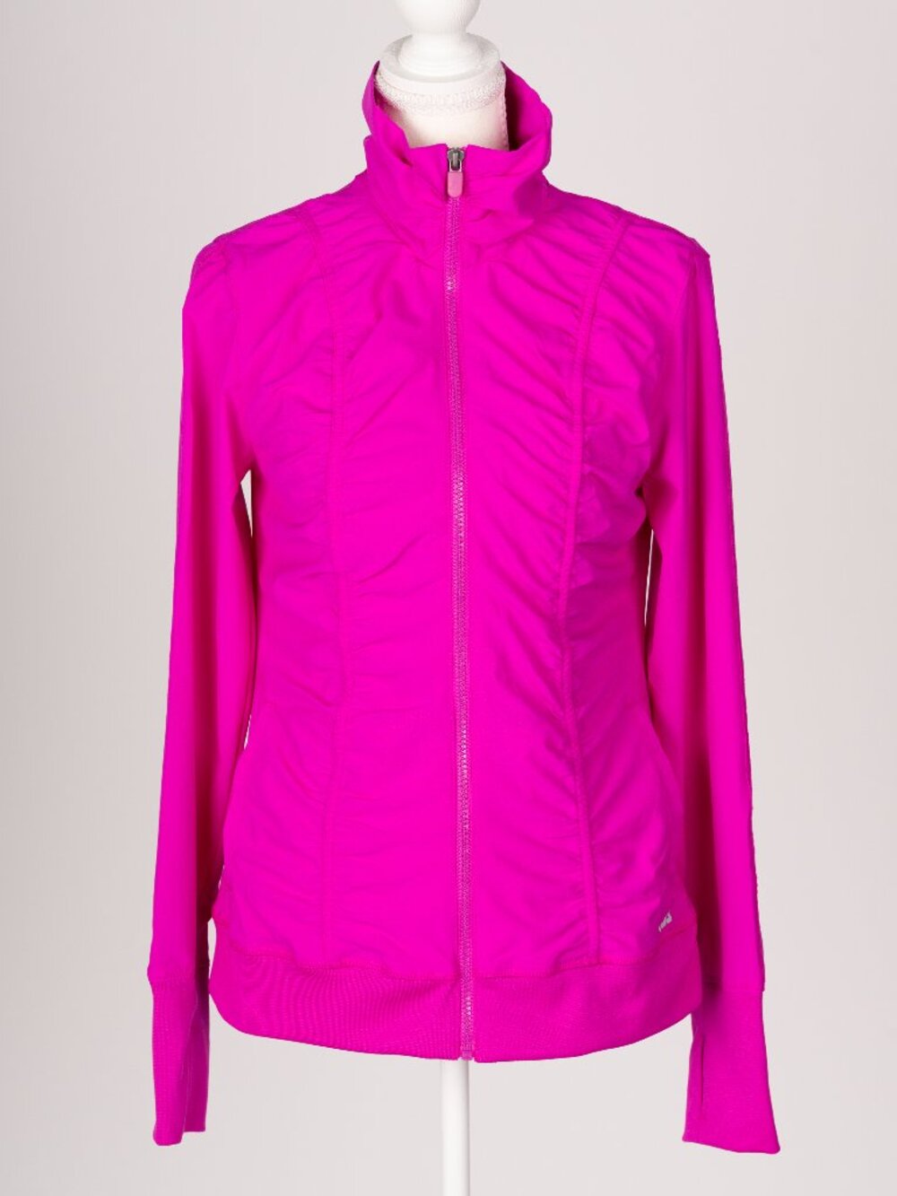 Fila Sport Magenta Pink Ruched Zip Jacket EUC Small Athleisure Barbiecore Sporty